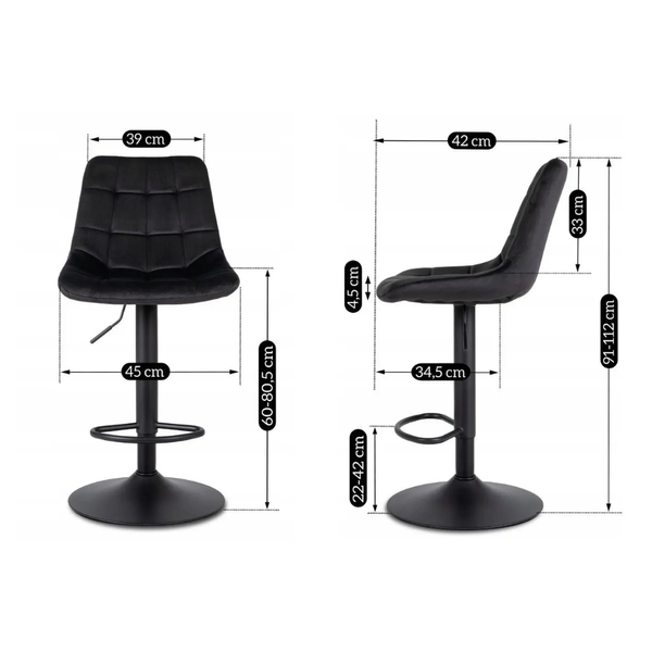 Scaun &icirc;nalt reglabil Mebel Elite Arcos 2 Black, 45 x 42 x 91&ndash;112 cm 5727588 foto