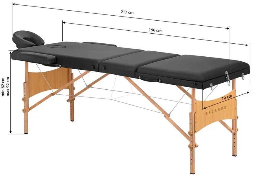 Masa pentru masaj Balance Lux 3 Segment 155280 (Black/Natural) 155280 foto
