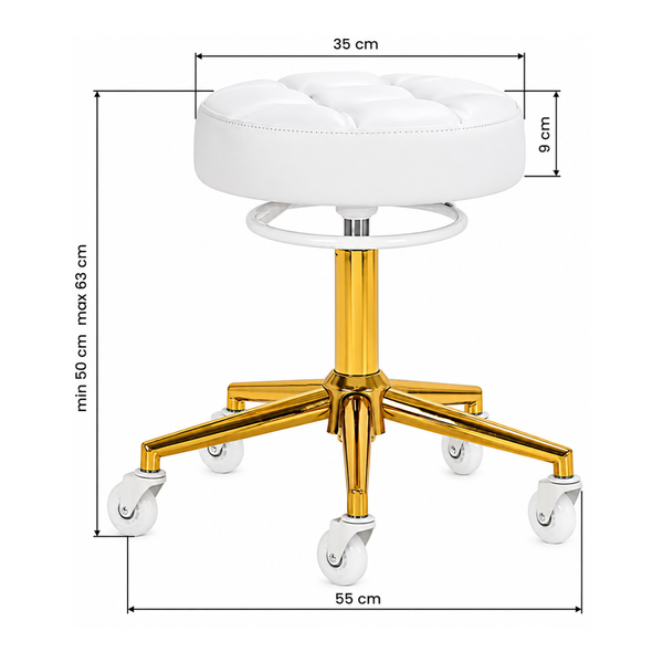Taburet profesional Gabbiano D054G, alb/auriu 5895019 foto