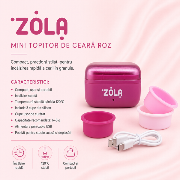 Mini topitor de ceară roz ZOLA Z/MINIWAX foto
