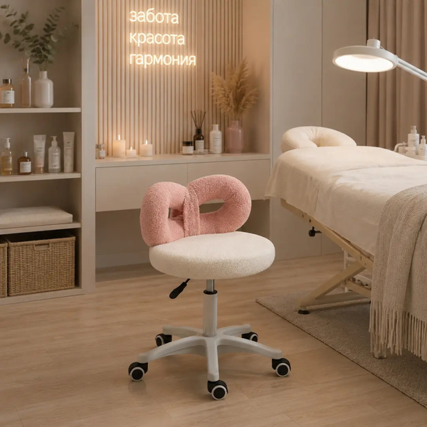 Taburet cosmetic reglabil HomCom 921-878V00WT White/Pink, alb/roz 5880635 foto