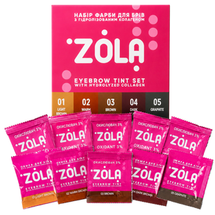 Set vopsele pentru spr&acirc;ncene ZOLA Brow Tint cu colagen, 5 culori ZTX5 foto