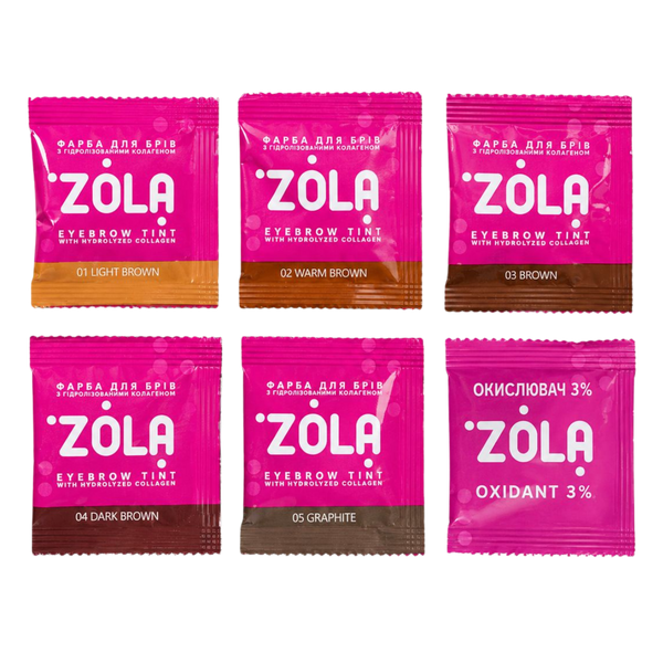 Set vopsele pentru spr&acirc;ncene ZOLA Brow Tint cu colagen, 5 culori ZTX5 foto